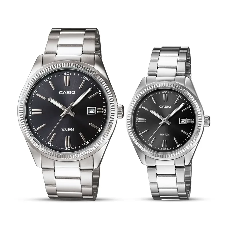 Casio Enticer Black Dial Couple Watch | MTP-1302D-1A1V | LTP-1302D-1A1V